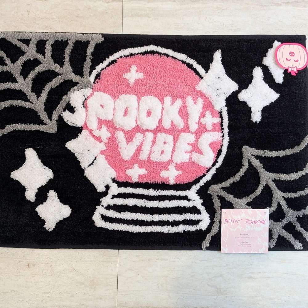 Betsey Johnson Black, Pink and Gray "Spooky Vibes" Bath Rug